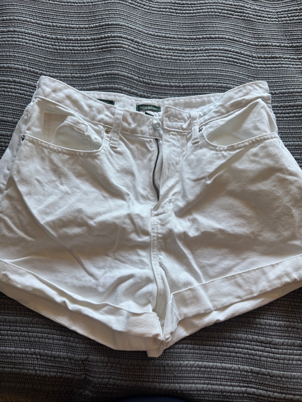 wild fable White High-Rise Rolled Hem Denim Shorts